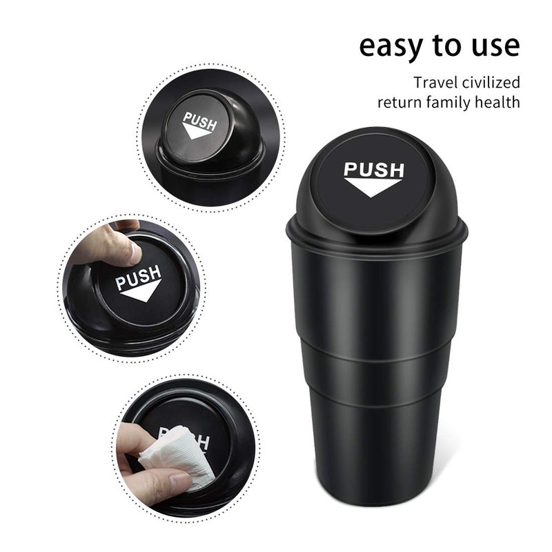 YIOVVOM Cup Holder Trash can for car with Lid, Mini Garbage Cans for Back seat Leakproof Vehicle Automotive Cup Holder Car trashcan, Small Trash Bin for Automotive Office Home Kitchen (Black001) - Image 3